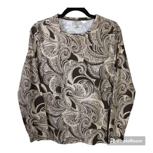 St. John's Bay Large Brown & Tan Classic Long Sleeve Tee NWOT